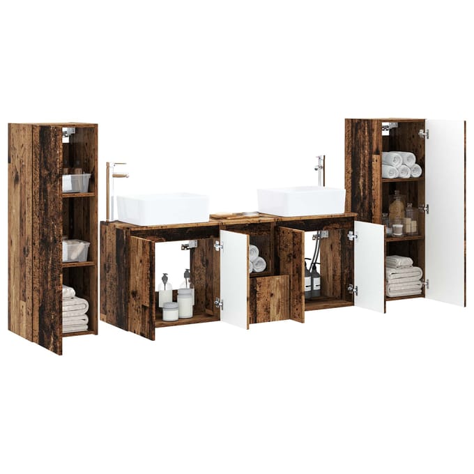 vidaXL - Badkamermeubel - Set - 5 - st - Oud - hout - 33 - x - 34,5 - x - 100 - cm