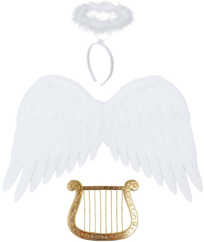 Ruhhy Engel verkleedaccessoires set - wit - engelen vleugels - 3-delig - carnaval / kerst thema