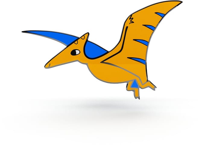 PINETS Pterodactylus Broche - Oranje metaal, hard email