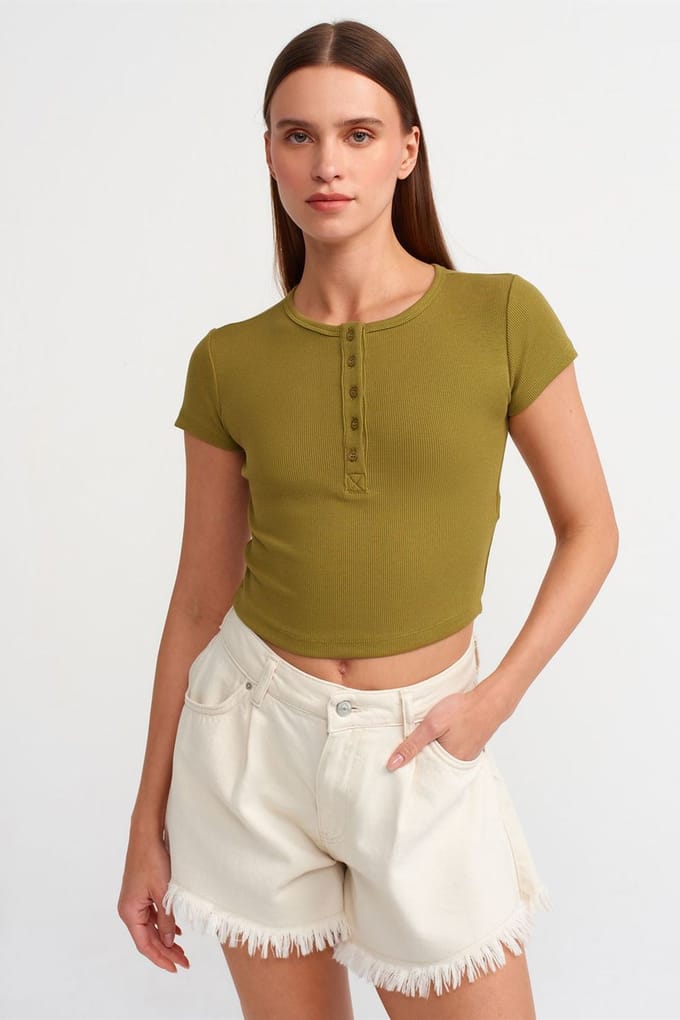 Dames Korte Slim-fit Crew Neck T-shirt
