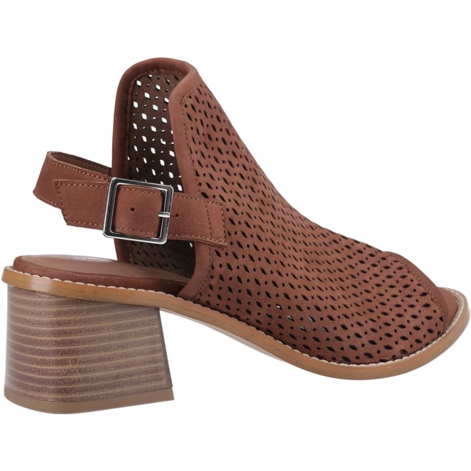 Hush Puppies Louise Hakken Leren Dames Bruine Sandalen
