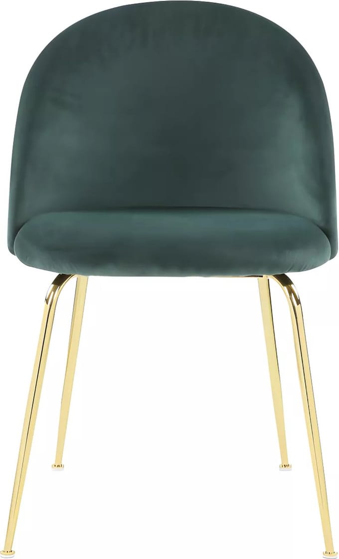 Vente-unique Set van 2 stoelen MELBOURNE - Fluweel en goudkleurig metaal - Groen