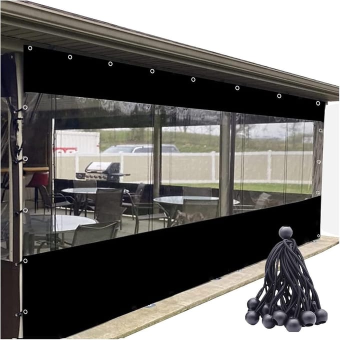 Waterdicht Transparant Buitengordijn voor Pergola en Terras met Ringgaten