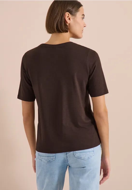 Shirt met gespleten hals in effen kleur