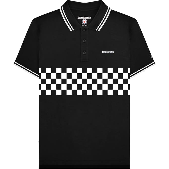 Lambretta Heren SS25 Tweekleurig Gestipt Groot & Lang Poloshirt (Zwart, Wit)