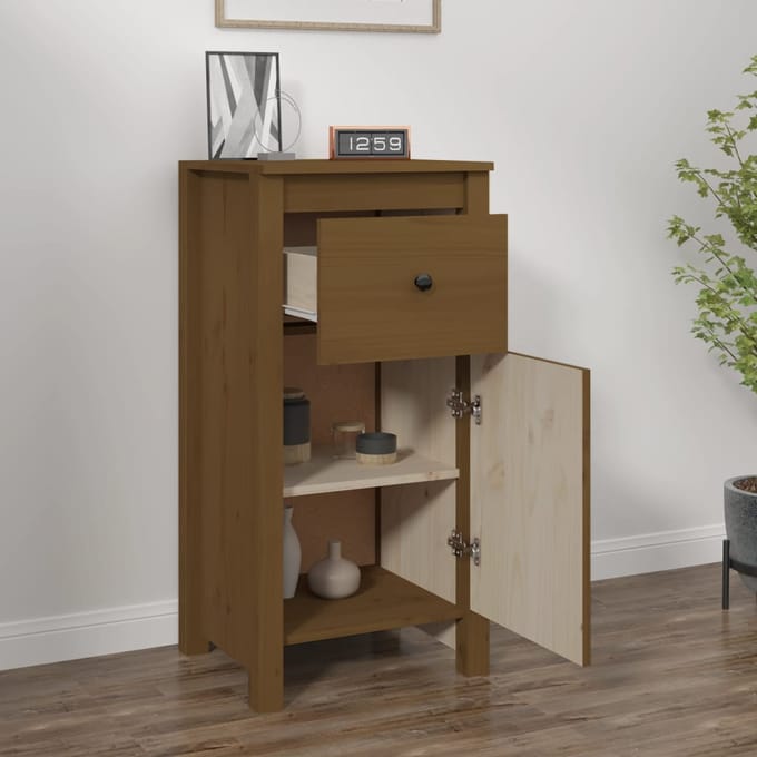 vidaXL - Dressoir - 40x35x80 - cm - massief - grenenhout - honingbruin