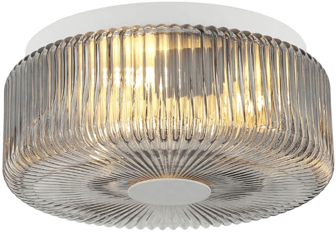 Kosilum - Paolina - Plafondlamp - Gerookt grijs en wit - Metaal en glas