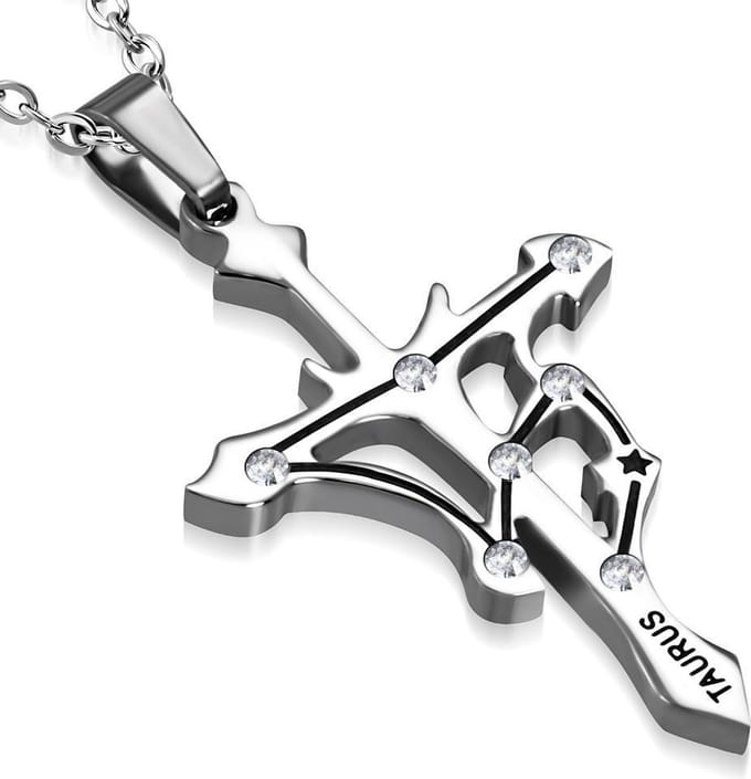 Amanto Ketting Stier - 316L Staal PVD - Horoscoop - 30x20mm - 50cm