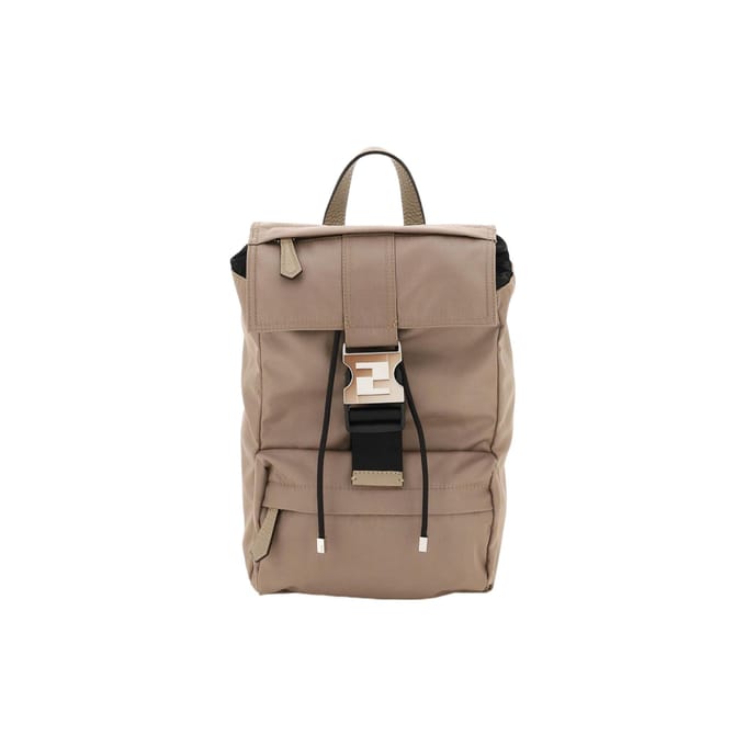 Fendi ness FF Boucle Patchwork Logo Maille Cordon de Serrage Épaule Nylon Sac Cabas Sacs Homme Marron 7VZ067AGQTF1GLA Basic Set (Bag+Dust Bag)