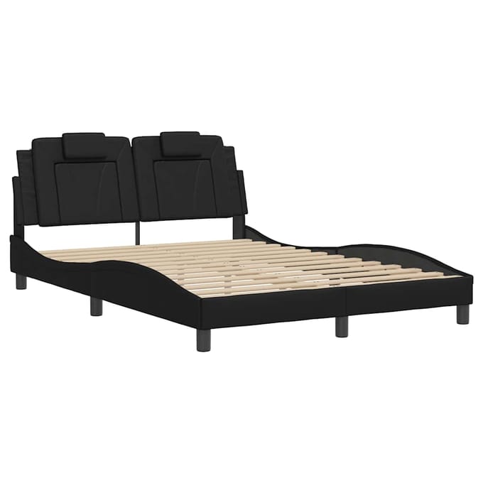 vidaXL - Bedframe - "Viana" - zonder - matras - kunstleer - zwart - 140x190 - cm