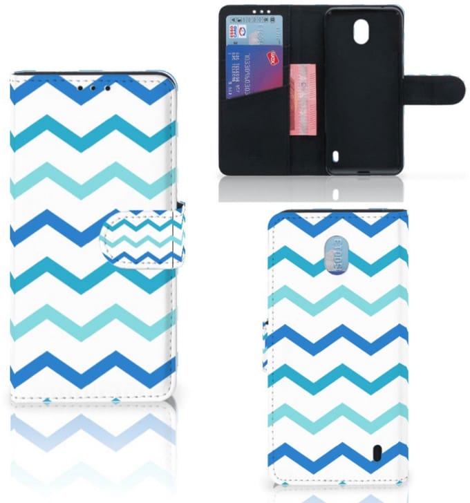 Nokia 1 Plus Telefoon Hoesje Zigzag Blauw