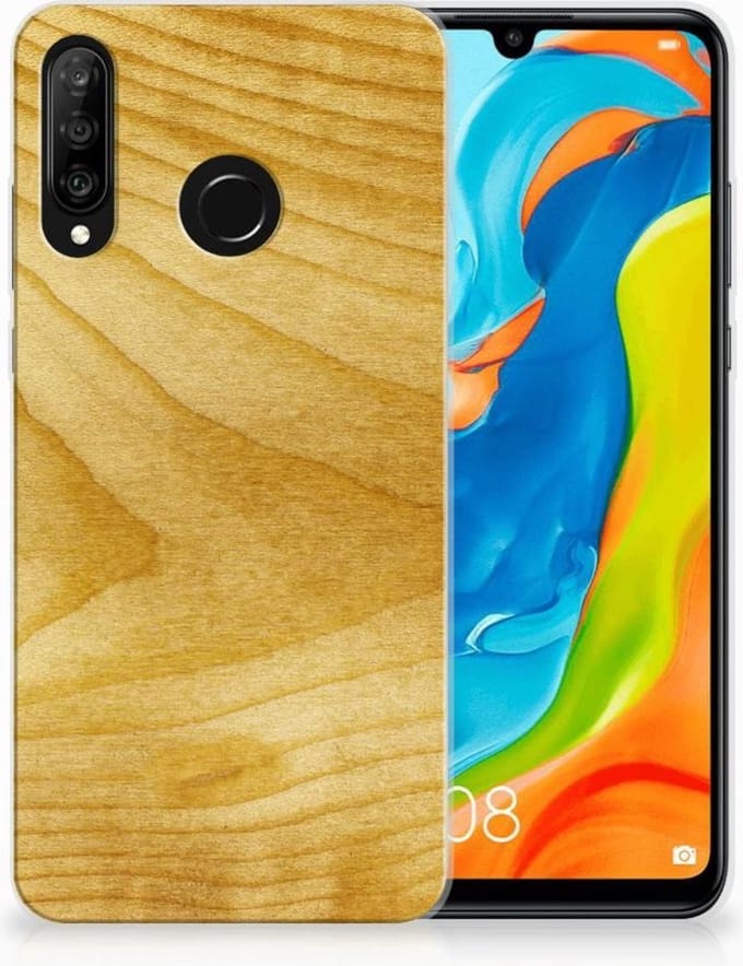 Huawei P30 Lite Bumper Hoesje Licht Hout