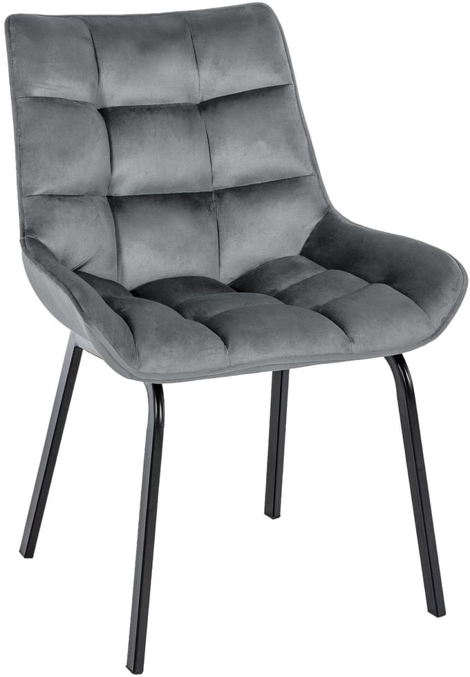 CLP Saranda Eetkamerstoel - klassiek - met zwart metalen frame - met rugleuning - Fluweel/donkergrijs