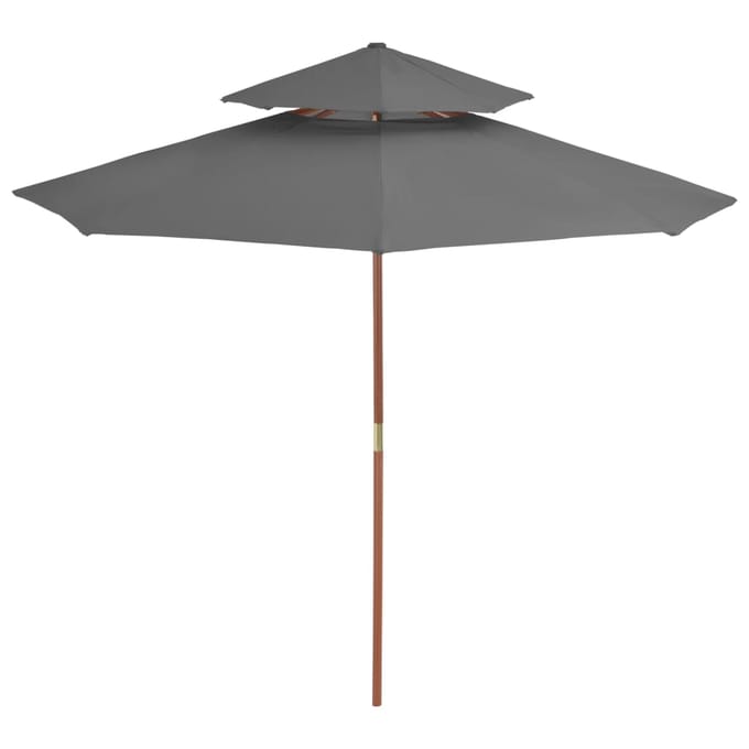 vidaXL - Parasol - dubbeldekker - met - houten - paal - 270 - cm - antraciet