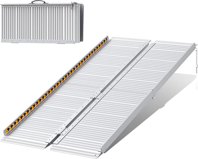 Inklapbare Rolstoelhelling - Draagbare Aluminium Oprit - Overwin Drempels - Extra Breed Ontwerp - 1525 cm Lengte - Zilver
