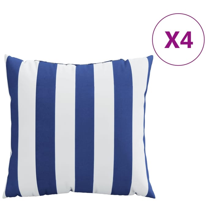 vidaXL - Sierkussens - 4 - st - gestreept - 60x60 - cm - stof - blauw - en - wit