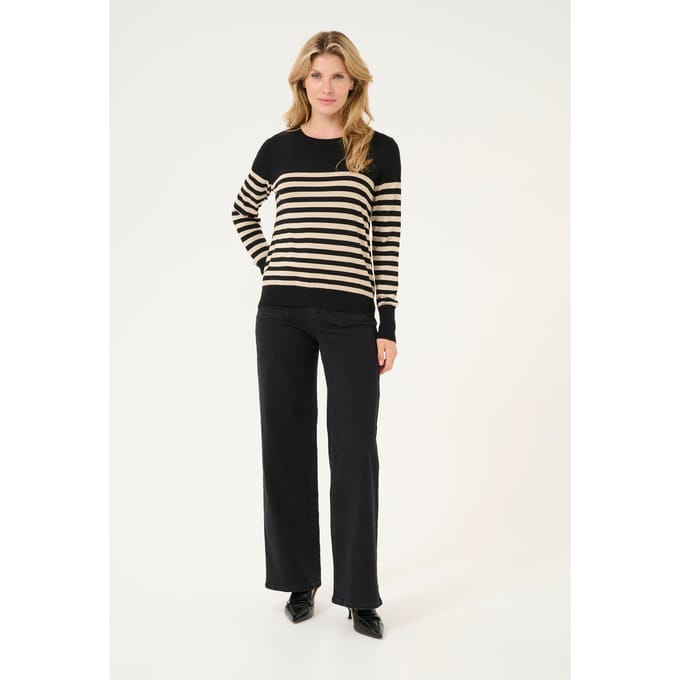Kaffe Trui Kalizza Striped Knit Pullover 10509065 106347 Black/feather Gray Dames Maat - XS