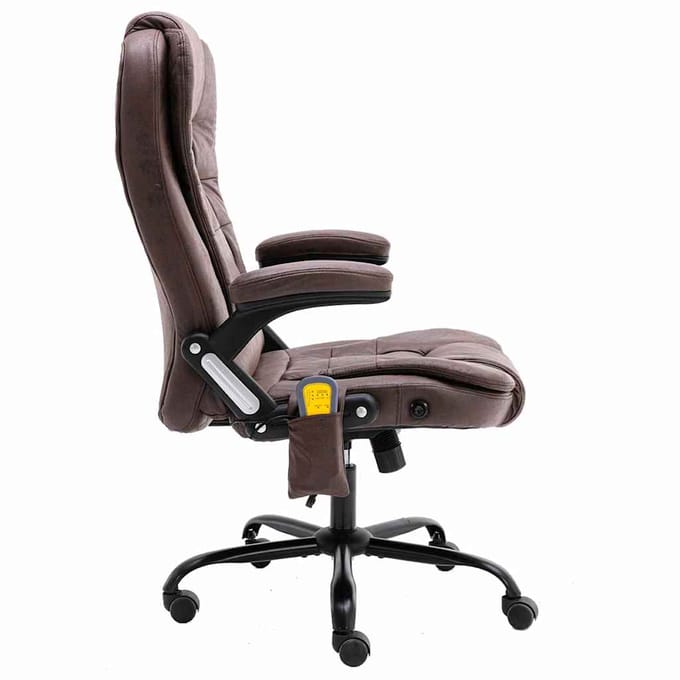 vidaXL - Massagekantoorstoel - kunstsuède - donkerbruin
