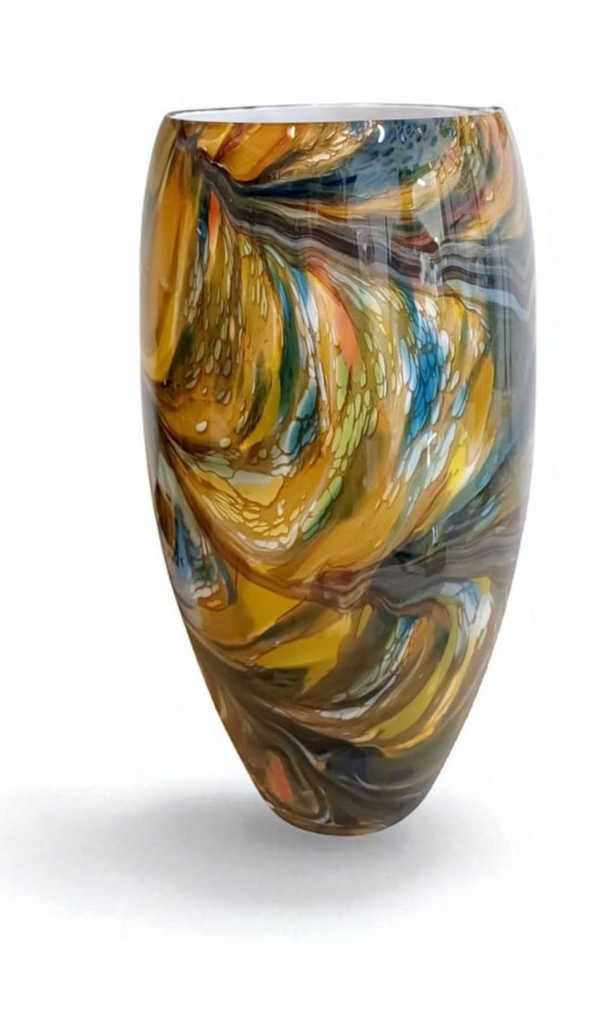 Terroso Jungle - Vaas - Glas, Handmade Mixed Colours, Hoogte 38 cm