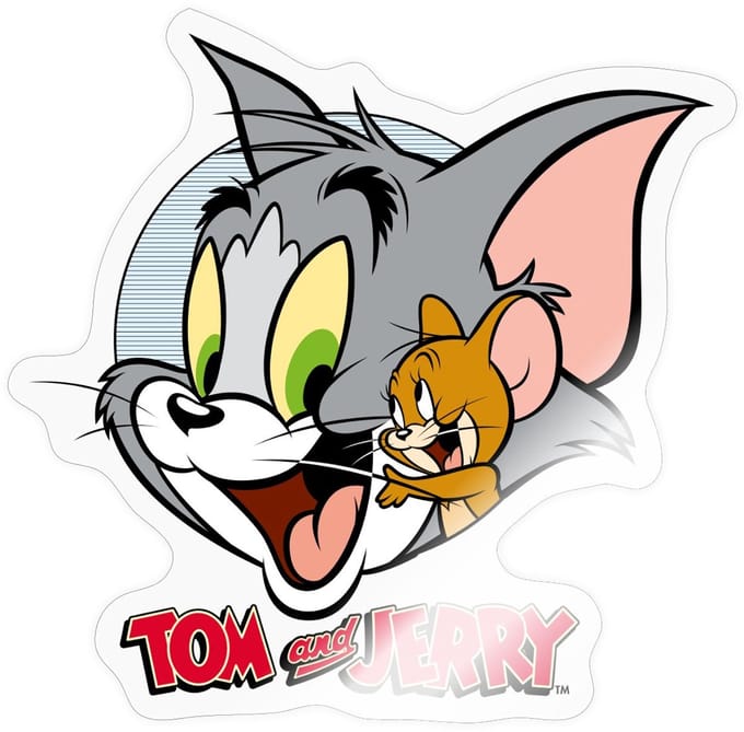 Tom En Jerry Knuffelig Sticker maat S (10 x 10 cm)
