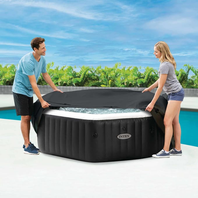 INTEX Spa Deksel Donkergrijs 211 x 211 cm PVC en PU