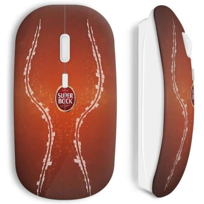 Souris Sans Fil - Cerveja - Super Bock - Compatible Mac et PC - Clé USB incluse - Marron