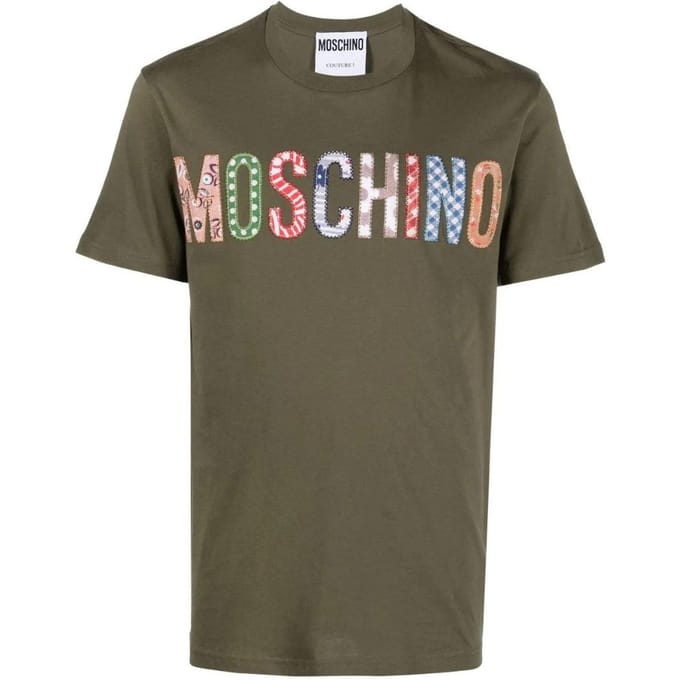 Moschino Heren Geborduurd T-shirt met logo (Groen)