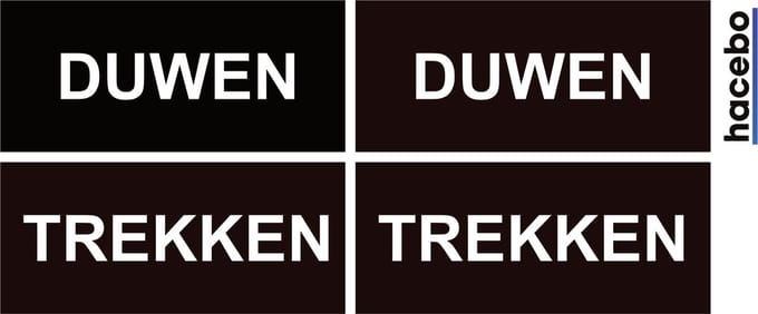 Deursticker Set Duwen Trekken Horizontaal - 7x3 cm - Set van 4 stuks - Zwart met witte tekst - Push en Pull - UV en Waterproof