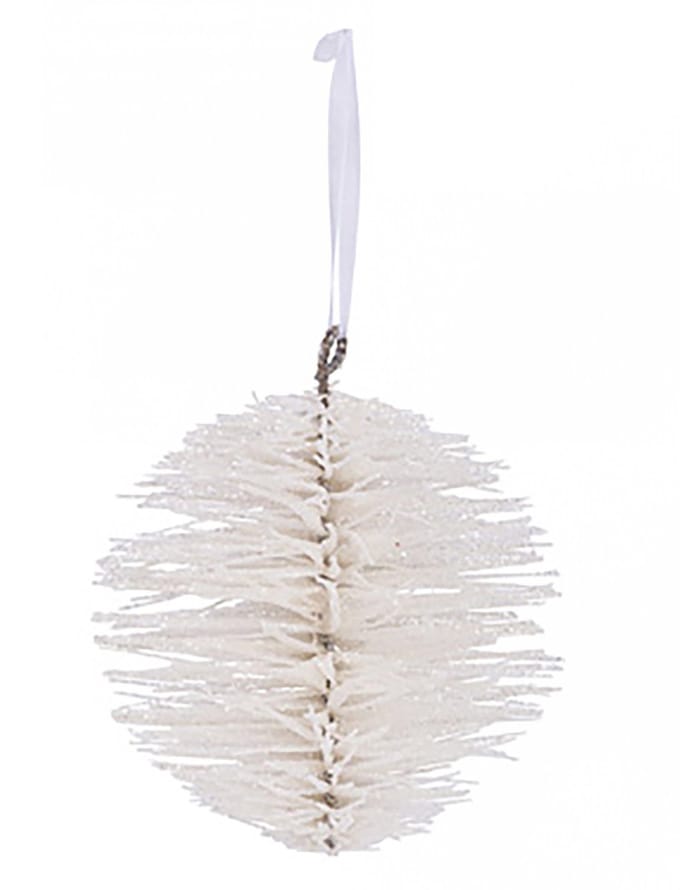 ARTYFETES - Witte glitter kerstbal 15 cm met takjes effect