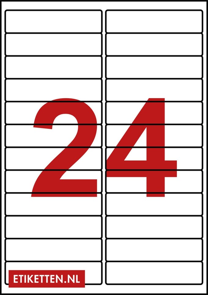 Master Etiketten - Etiketten op A4 Vel - 99 x 23 mm - 24 stickers per vel - 200 vel