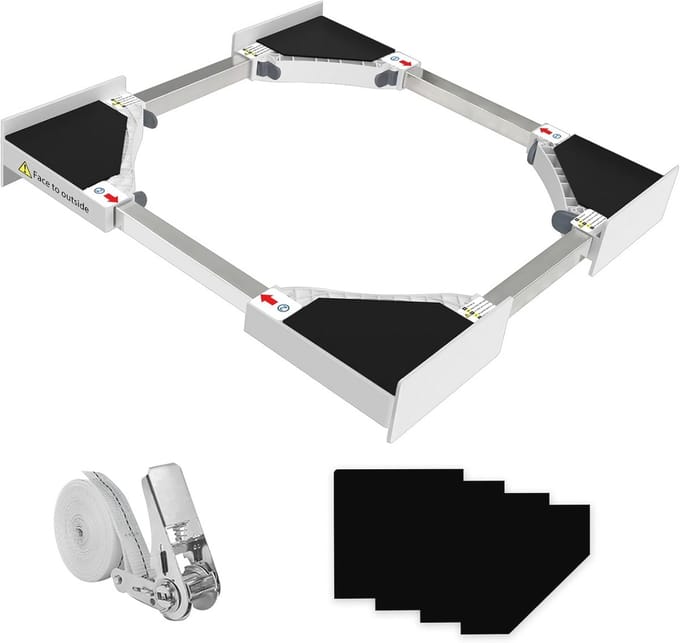 Universele wasmachine en wasdroger stapelkit met rateltouw - 46-66 cm