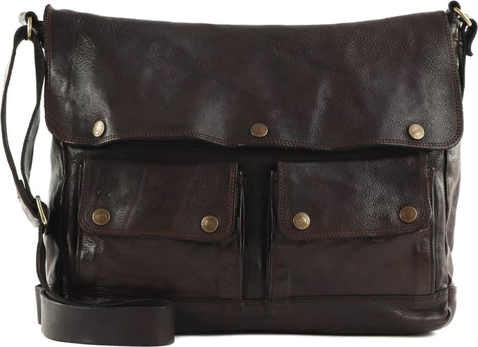 CAMPOMAGGI Leren Schoudertas Apollo Crossbody Bag Moro Donkerbruin