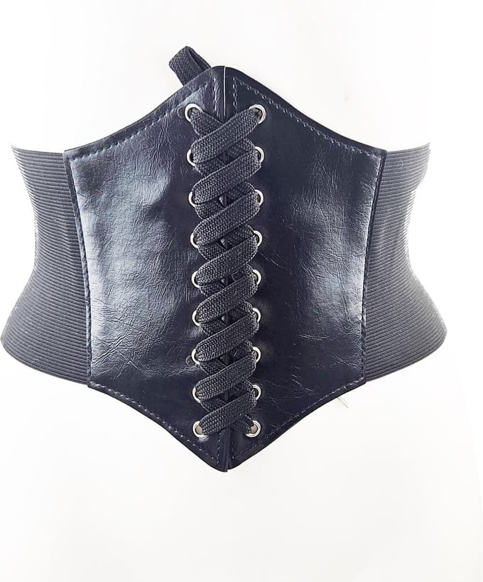 BamBella ® - Riem Mode Body Gothic met vetersluiting Verstelbaar zwart goth nep leer