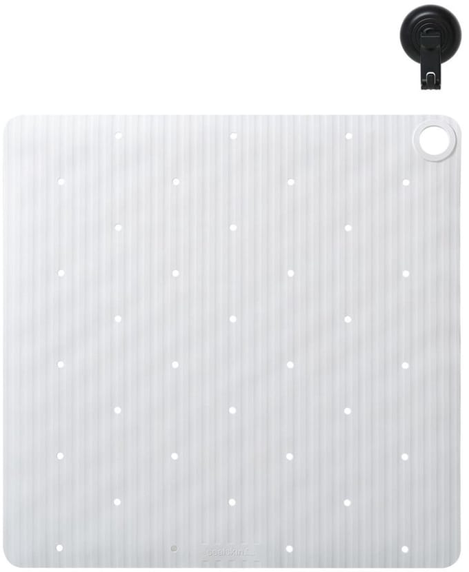 Sealskin Ribb - Antislip douchemat 55x55 cm - Wit - inclusief zwarte haak