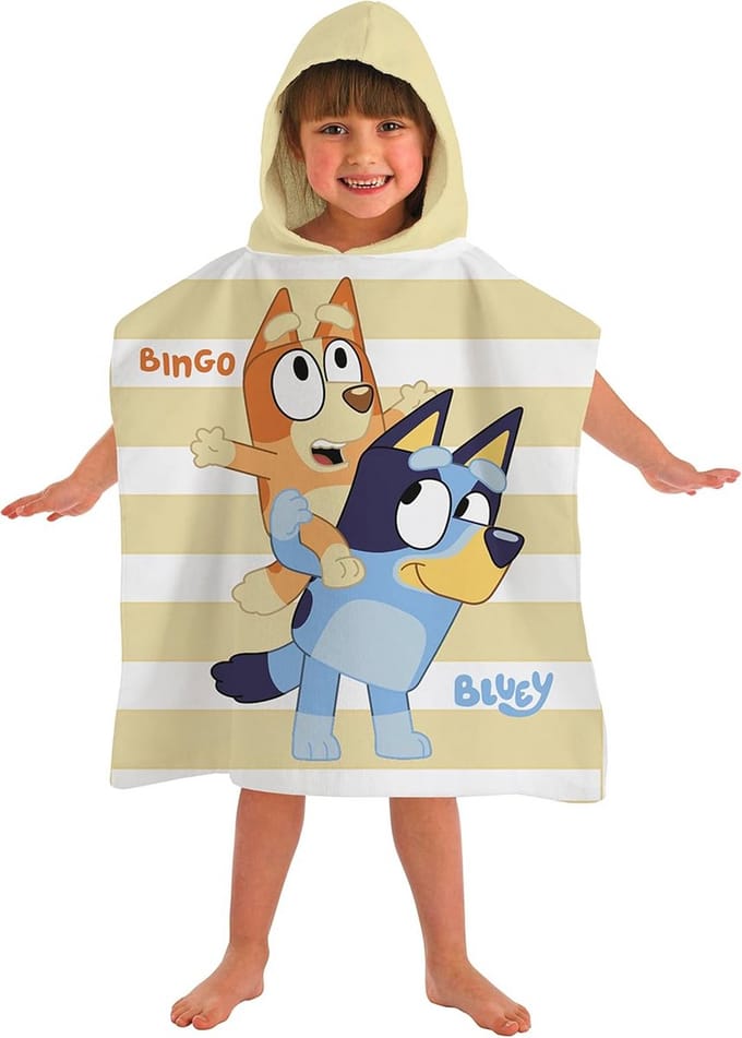 Bluey Poncho Hooded badhanddoek voor kinderen (50 x 115 cm)