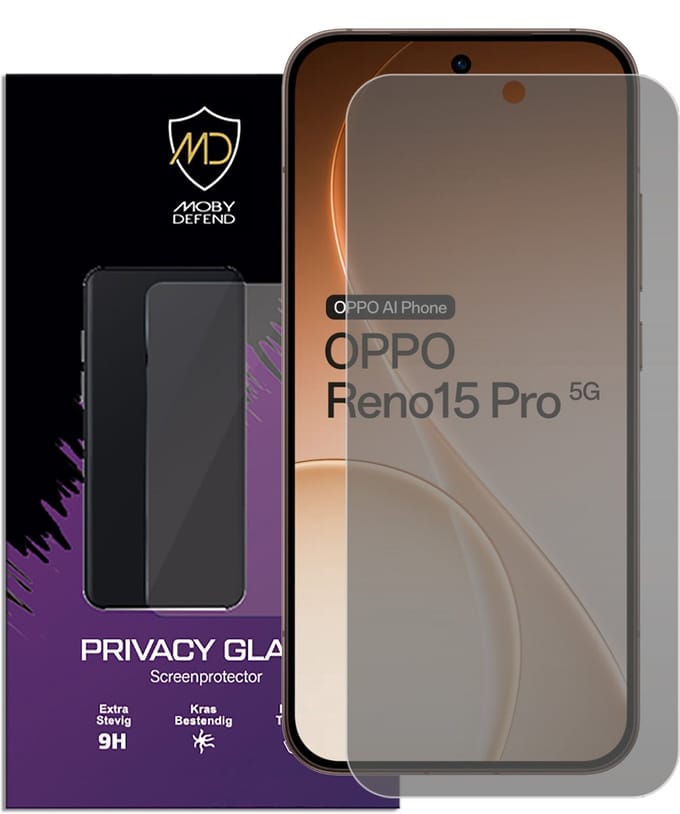 MobyDefend Screenprotector - Geschikt voor Oppo Reno15 Pro - Matte Privacy Glass Screensaver