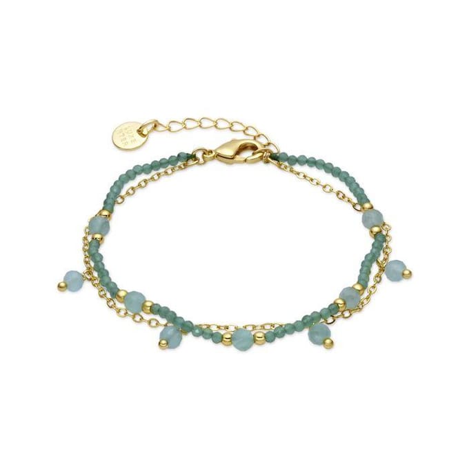 Luxenter Armband van groen glas met 18-karaats geelgouden afwerking - Aira