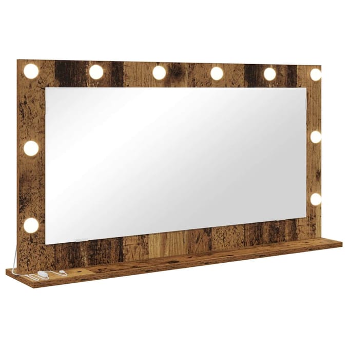 vidaXL - Make-up - Spiegel - Oudhout - 100 - x - 55 - x - 18 - cm - Rechthoekig