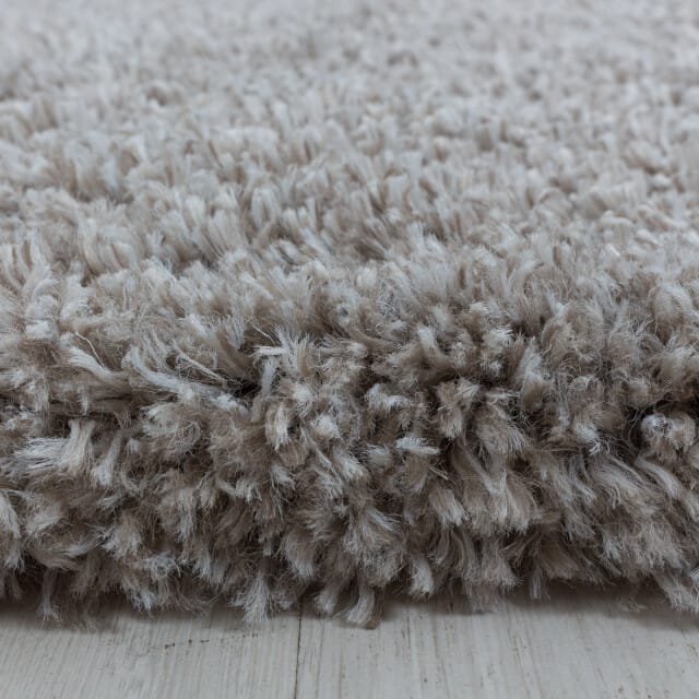 Pearl Soft Rond Shaggy Hoogpolig Vloerkleed Beige- 80 CM Ø
