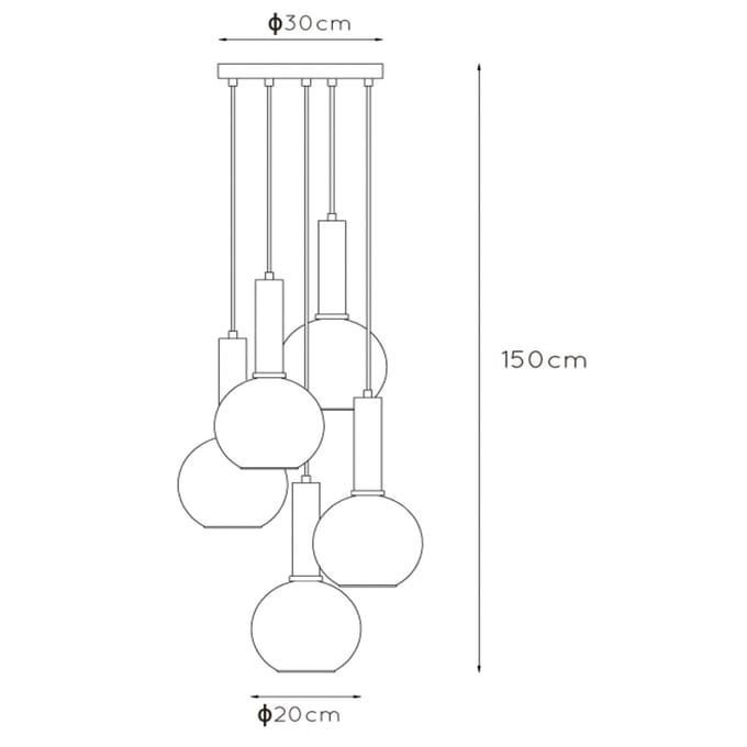 Lucide MARIUS - Hanglamp - Ø 55 cm - 5xE27 - Zwart