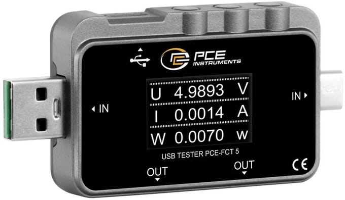 PCE Instruments PCE-FCT 5 USB-stroommeter Digitaal Incl. spanningstester