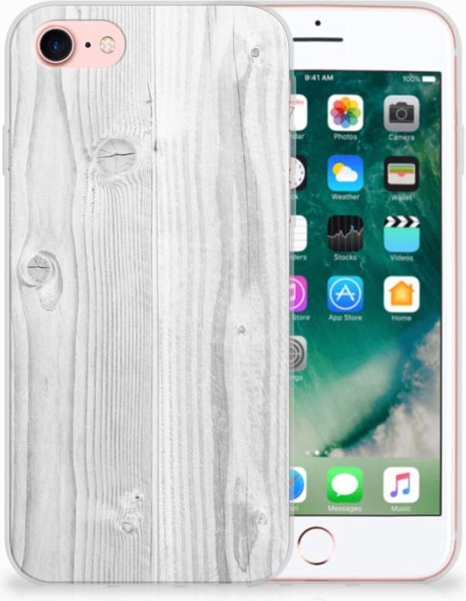 iPhone SE 2022 | SE 2020 | 8 | 7 Bumper Hoesje White Wood