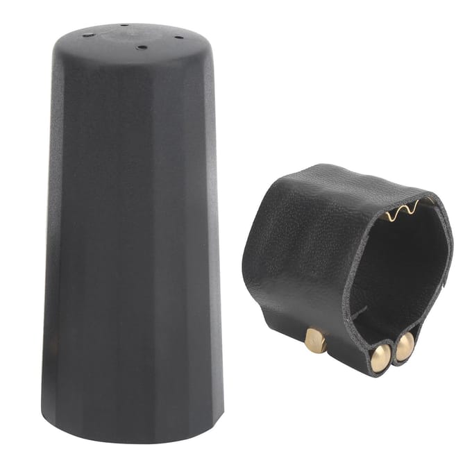 Kit bec de saxophone alto en cuir PU, attache de ligature, capuchon en plastique, boîte blanche JS01 black