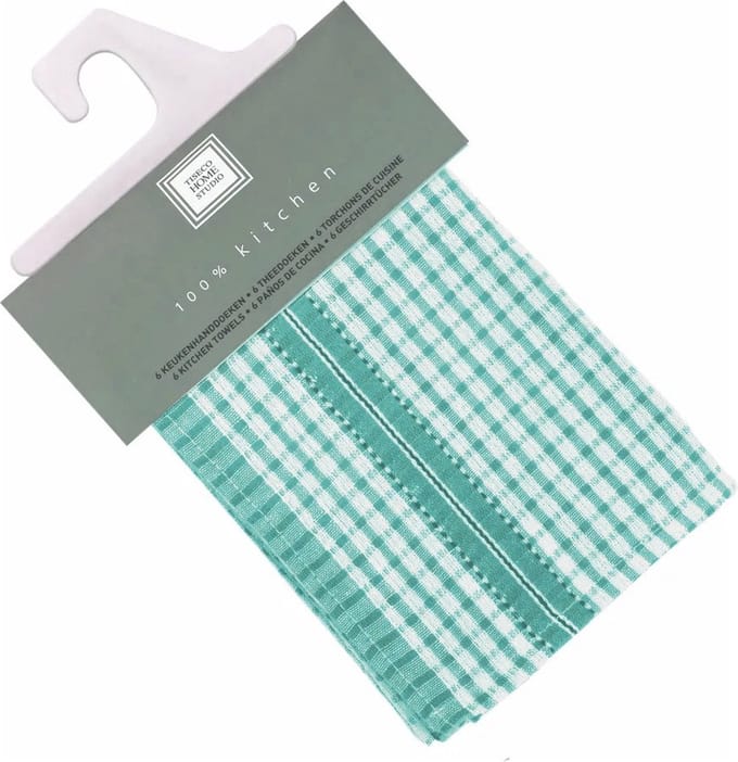 Tiseco Home Studio - Theedoek/Keukendoek - Turquoise - 45x70 cm - 100% katoen - Set van 6 stuks
