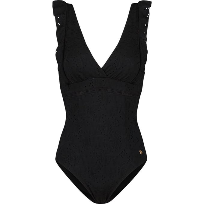 Beachlife - Maat 75D Black Embroidery ruches badpak - dames