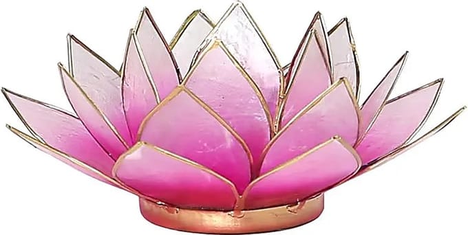 Lotus sfeerlicht roze/lichtroze goudrand - 13.5 cm - S