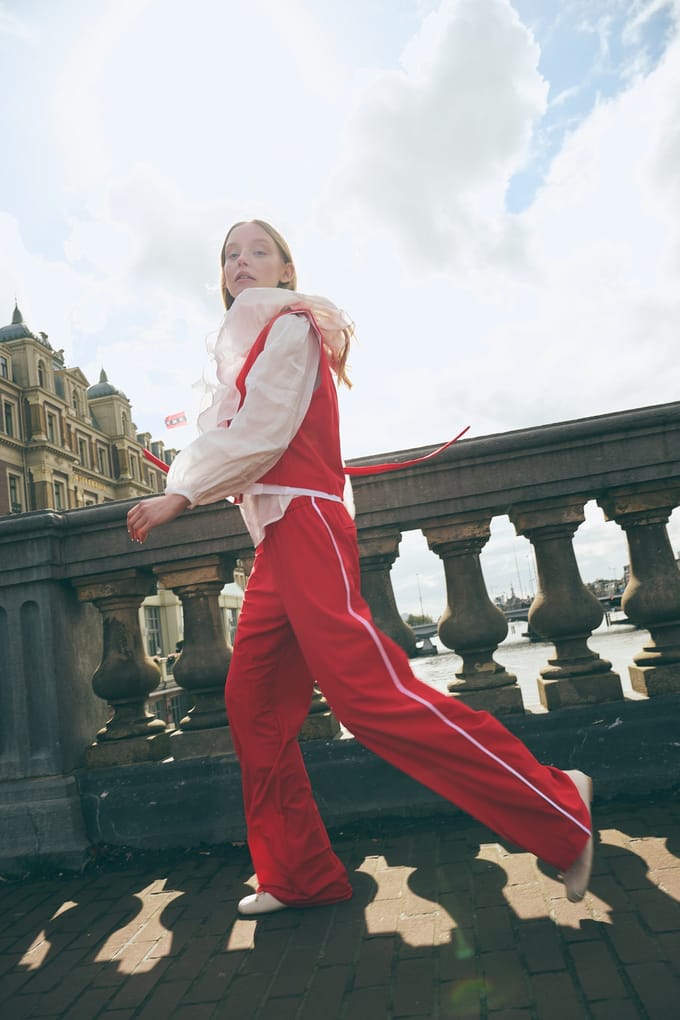 AntinyP structure tech jersey pants | Red - Red / XS