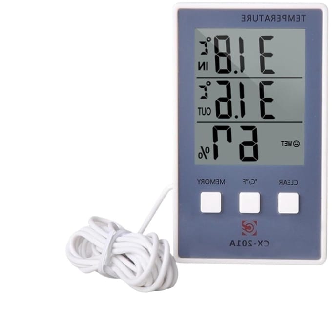 Digitale Thermometer Hygrometer - Temperatuur Vochtigheid Meter - Binnen Buiten Meten - Lcd Scherm Sensor - 14mm - Wit