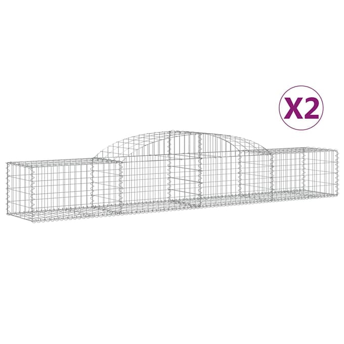 vidaXL - Schanskorven - 2 - st - gewelfd - 300x50x40/60 - cm - gegalvaniseerd - ijzer