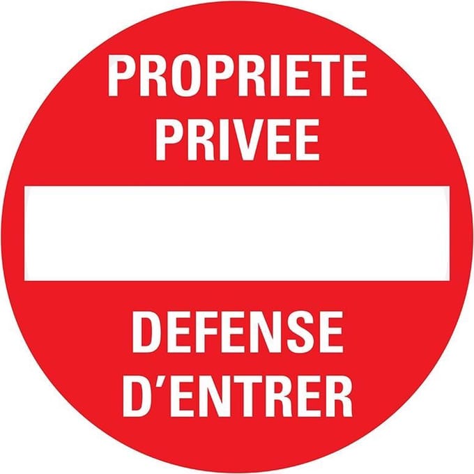 Pickup bord rond diameter 18 cm - Propriete privée-Défense d'entrer